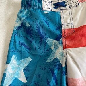 Cherokee Boys Swim Trunks Board Shorts Flag Patriotic XS Flaw